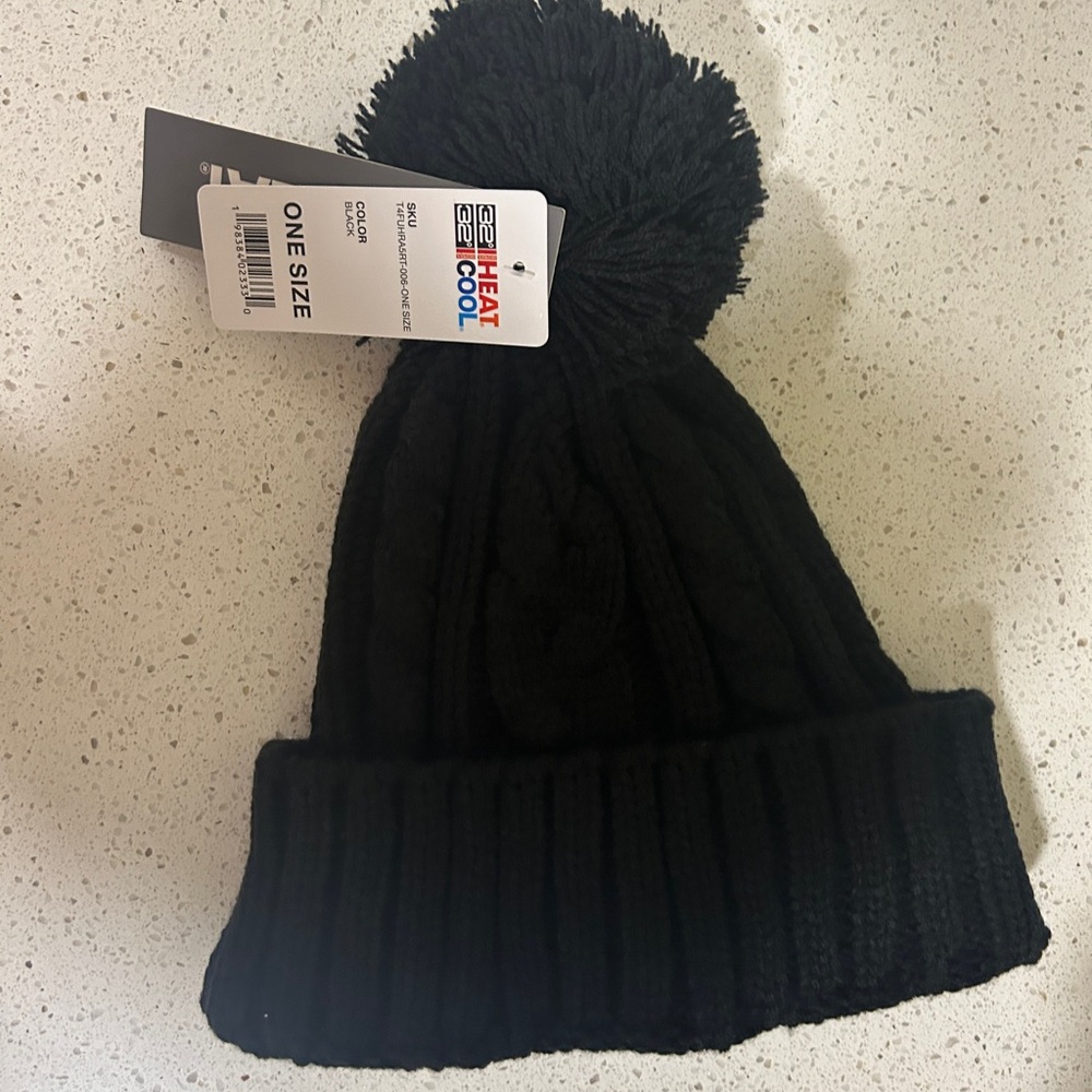 Heat Holders Black Knit Pom Beanie